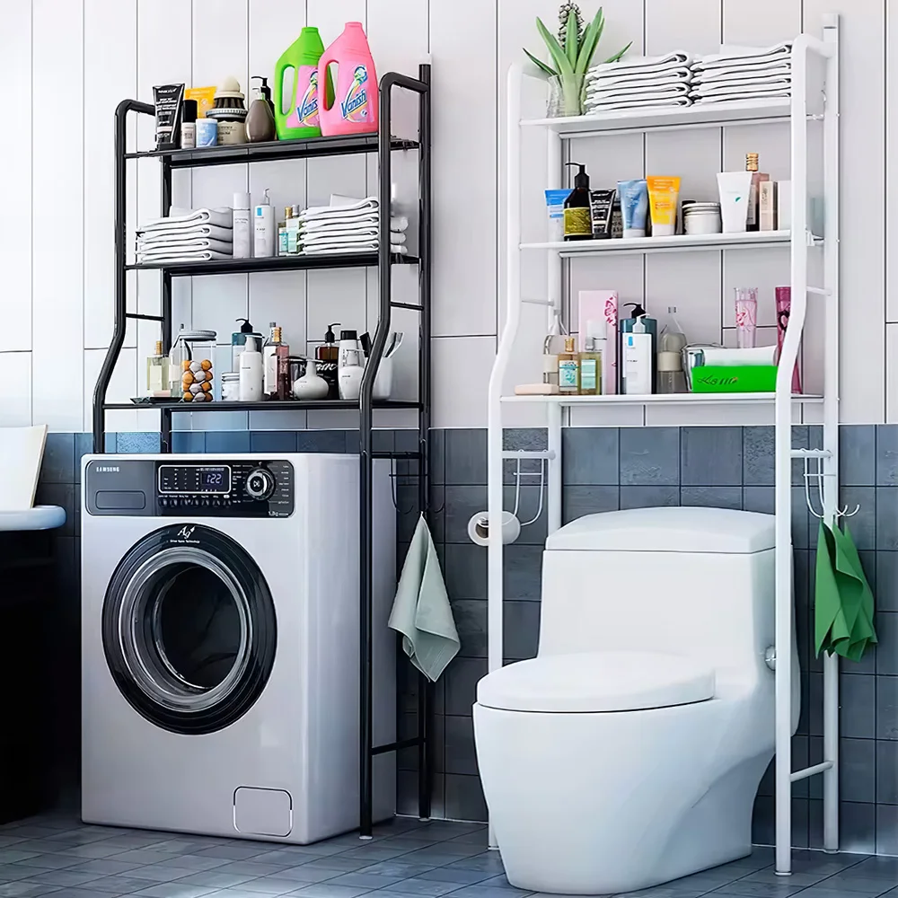 Haodirect 3-layer bathroom storage rack metal storage rack above toilet freestanding space saving rack