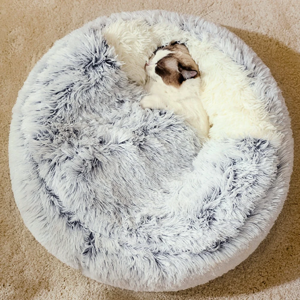Tieker Plush Pet Bed Round Cat and Dog Soft Bed Pet Mattress Sleeping Hole Universal Suitable for All Seasons Small Cats and Dog