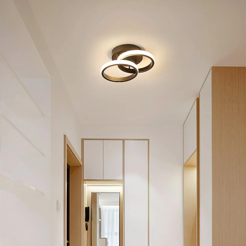 Small LED Ceiling Lights, Double Ring Ceiling Lamp for Bedroom Livingroom Dinningroom Cold White or Warm White to Choosed