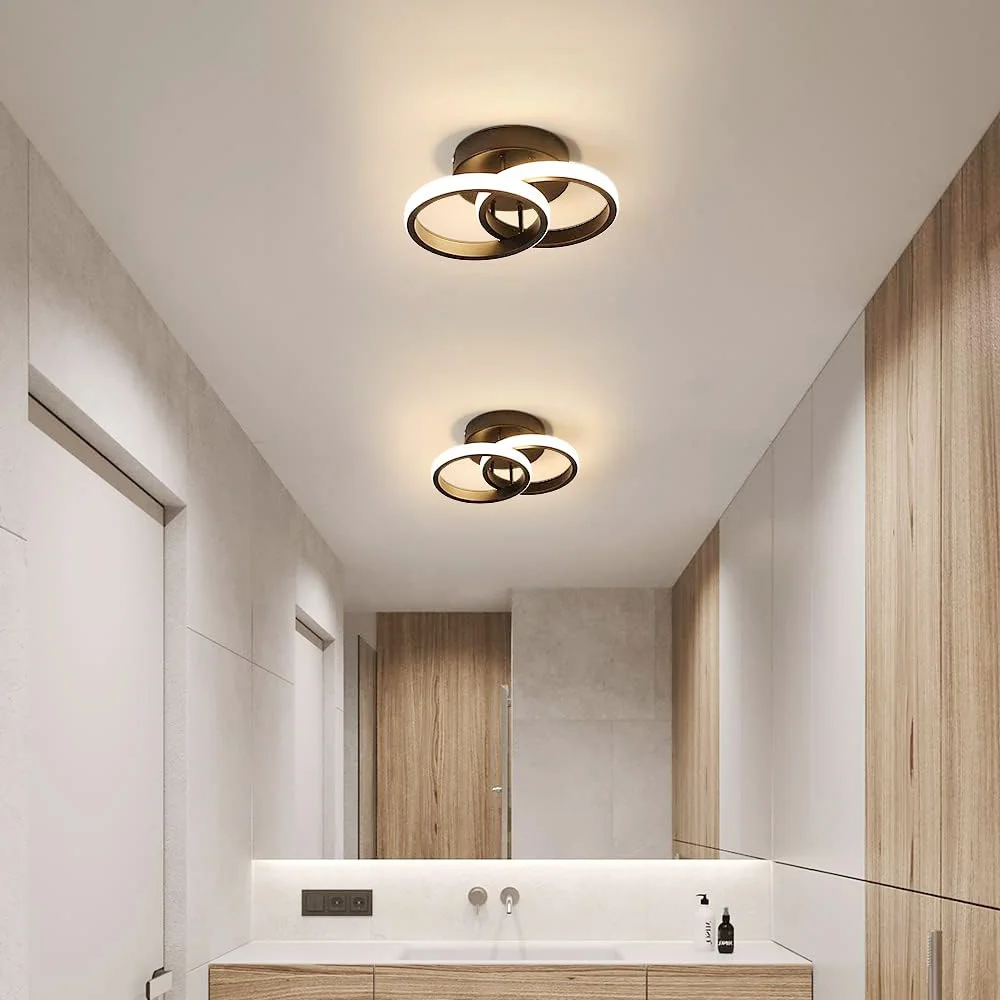 Small LED Ceiling Lights, Double Ring Ceiling Lamp for Bedroom Livingroom Dinningroom Cold White or Warm White to Choosed