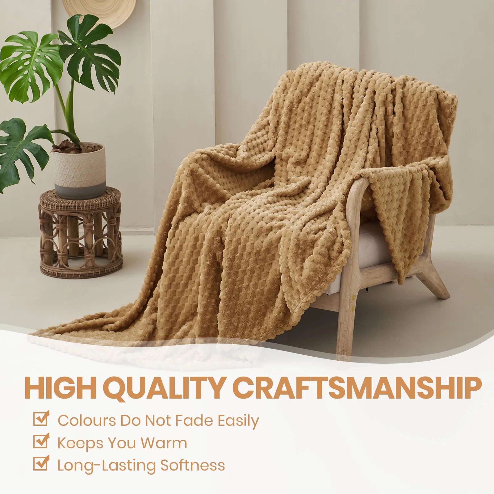 Good Nite Fleece Throw Blanket - Soft Plush & Warm Cozy White Blanket for Bed, Couch & Sofa Chair