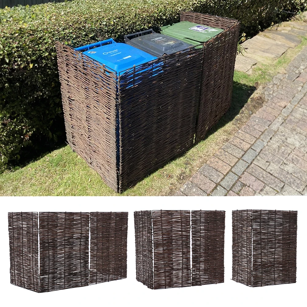 【Breeins】Garden Sanctuary Trash Can Fence Wicker Privacy Fence Outdoor Courtyard Multi Use Decoration