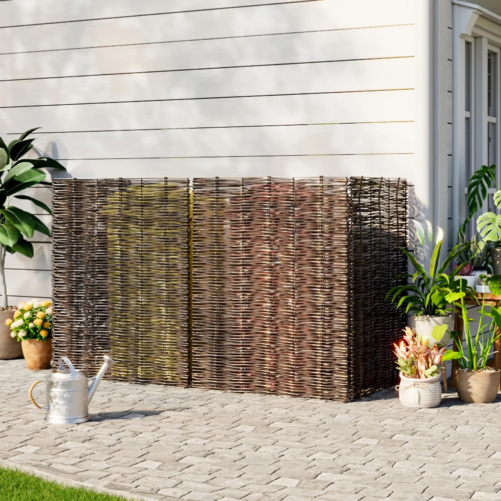 【Breeins】Garden Sanctuary Trash Can Fence Wicker Privacy Fence Outdoor Courtyard Multi Use Decoration