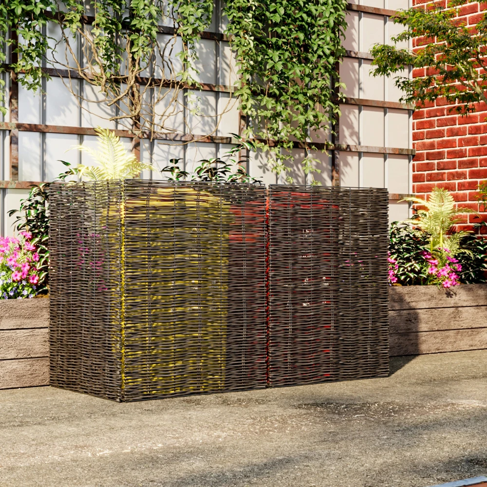 【Breeins】Garden Sanctuary Trash Can Fence Wicker Privacy Fence Outdoor Courtyard Multi Use Decoration