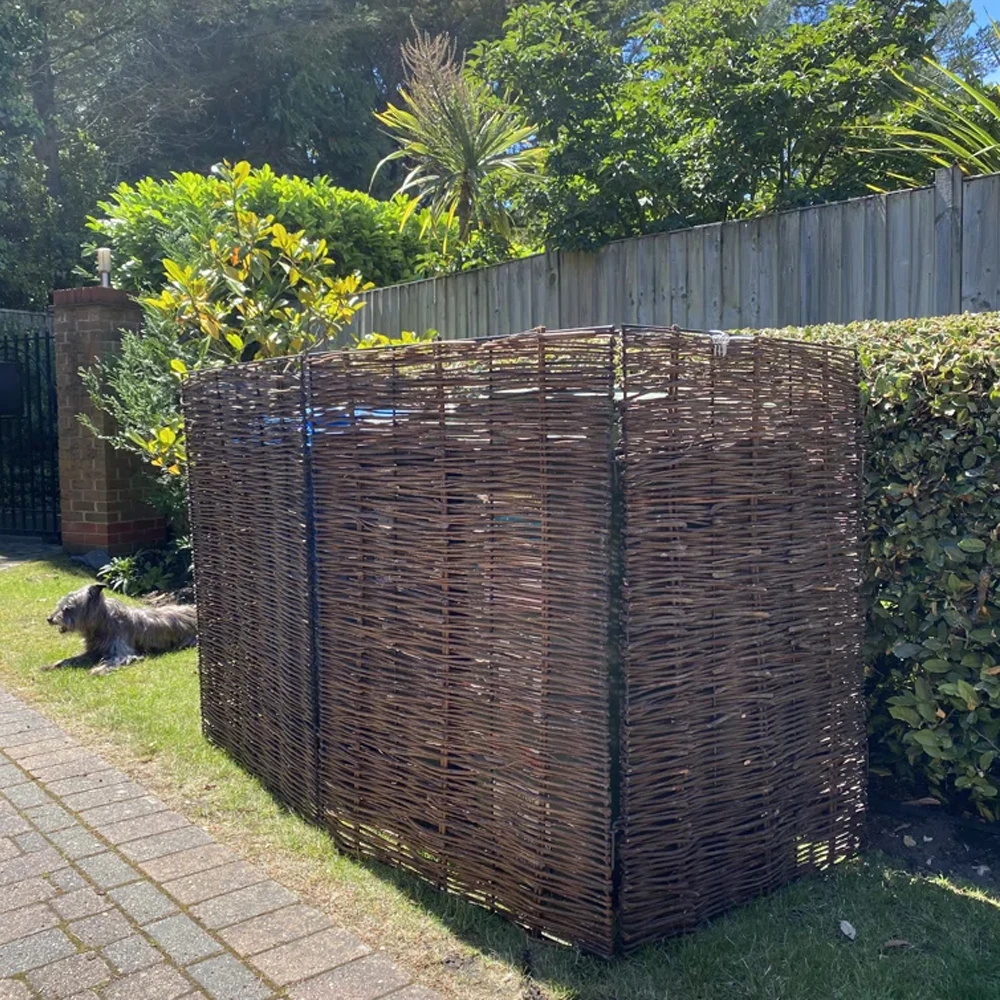 【Breeins】Garden Sanctuary Trash Can Fence Wicker Privacy Fence Outdoor Courtyard Multi Use Decoration