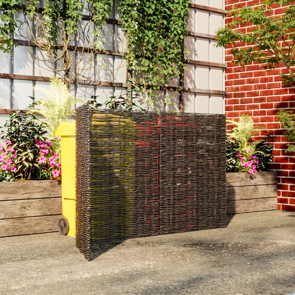 【Breeins】Garden Sanctuary Trash Can Fence Wicker Privacy Fence Outdoor Courtyard Multi Use Decoration