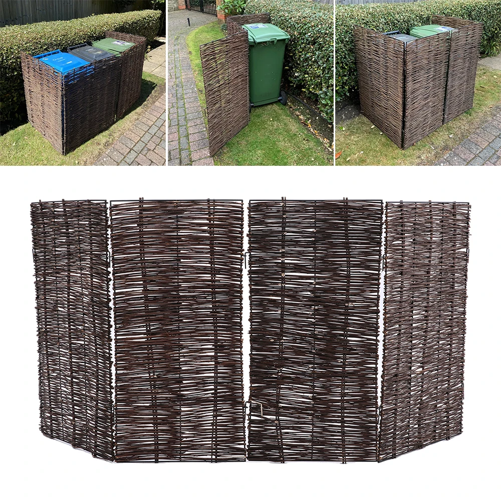 【Breeins】Garden Sanctuary Trash Can Fence Wicker Privacy Fence Outdoor Courtyard Multi Use Decoration