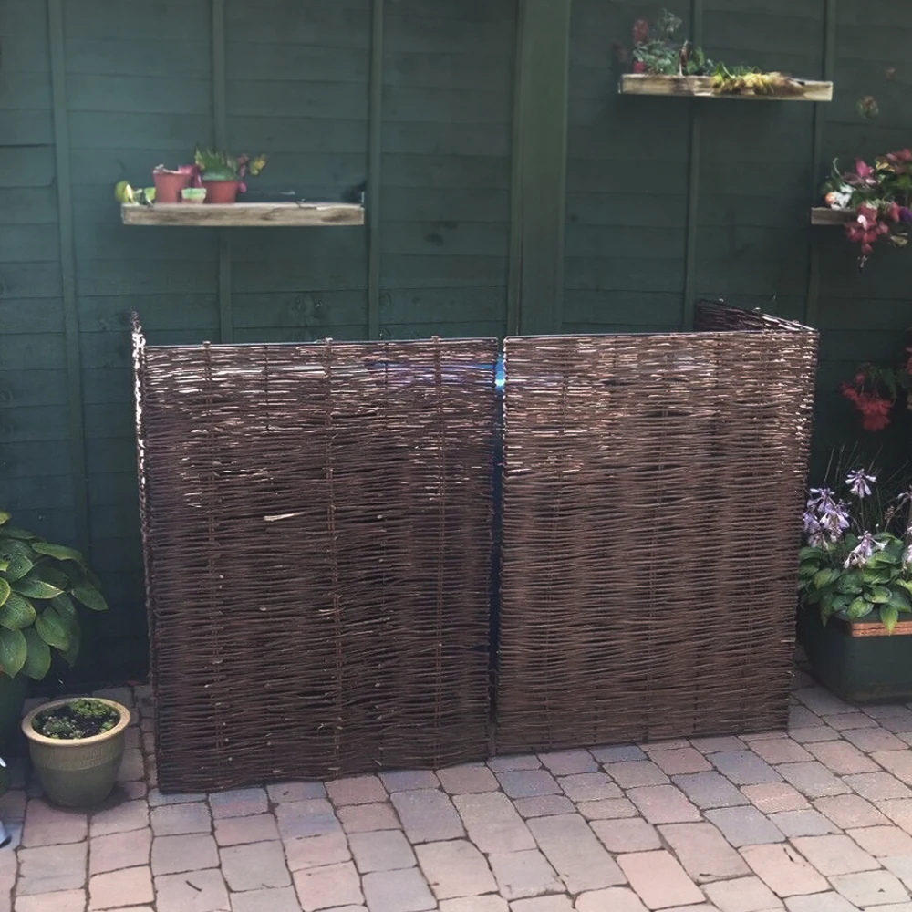 【Breeins】Garden Sanctuary Trash Can Fence Wicker Privacy Fence Outdoor Courtyard Multi Use Decoration