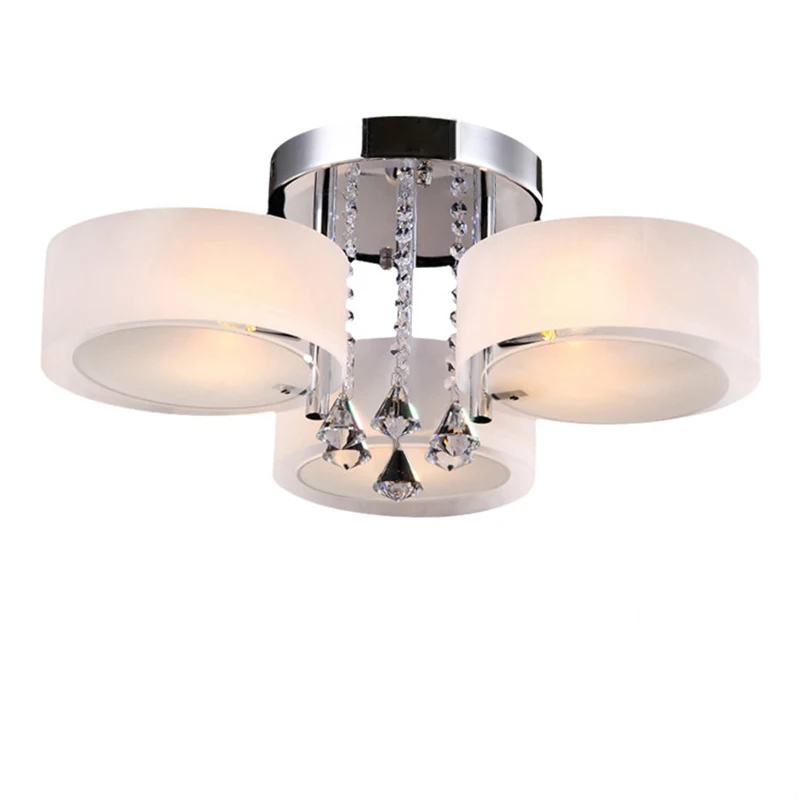 Voltsify Modern Round Acrylic LED Semi Flush Mount with Crystal Accent