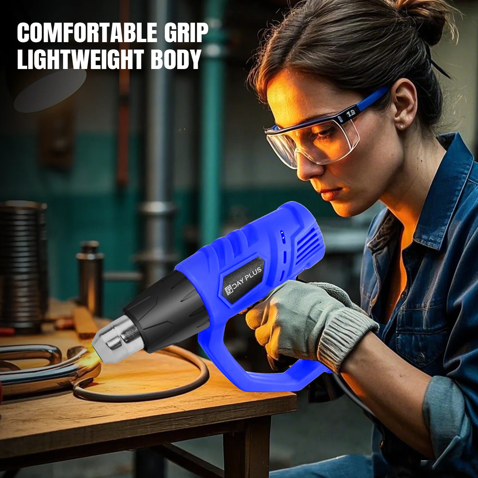 2000 Watt Heat Gun, Lightweight Compact Heat Gun Kit, 4 DIY Nozzles, Shrink Tubing, Packaging, Crafts, Welding Heat Guns