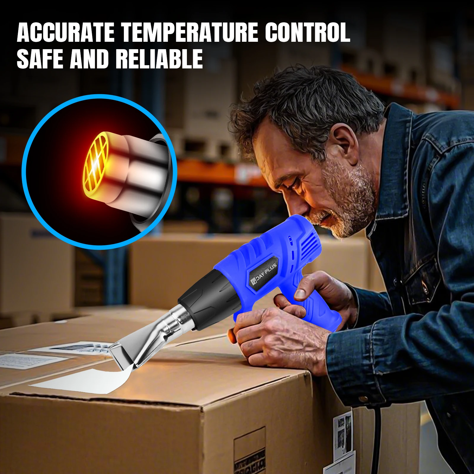 2000 Watt Heat Gun, Lightweight Compact Heat Gun Kit, 4 DIY Nozzles, Shrink Tubing, Packaging, Crafts, Welding Heat Guns