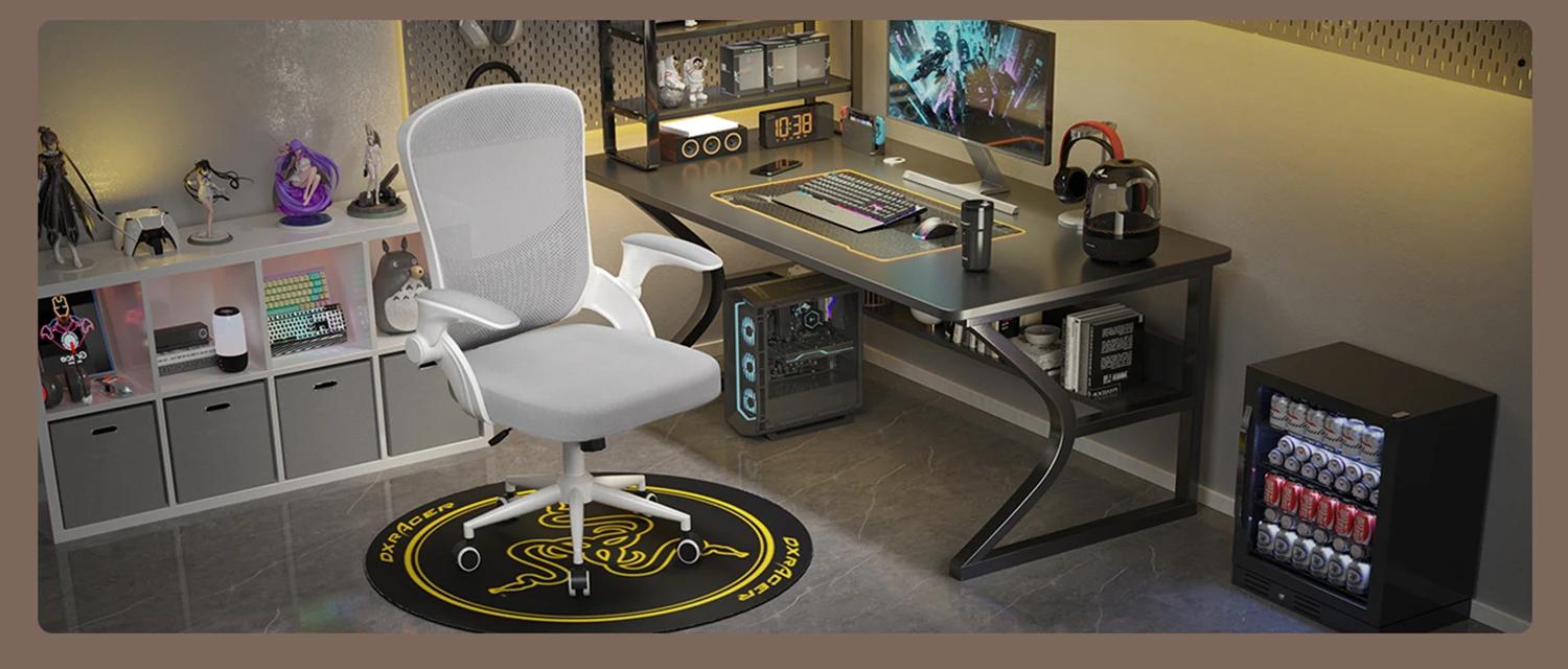 Office Chair Ergonomic Desk Chair 90° Flip-up Armrest Lumbar Support Height Adjustable Computer Chair for Home Office