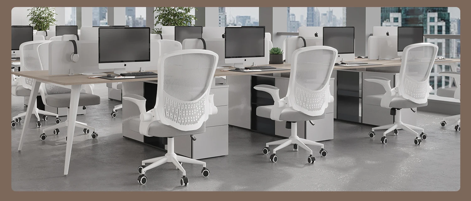 Office Chair Ergonomic Desk Chair 90° Flip-up Armrest Lumbar Support Height Adjustable Computer Chair for Home Office