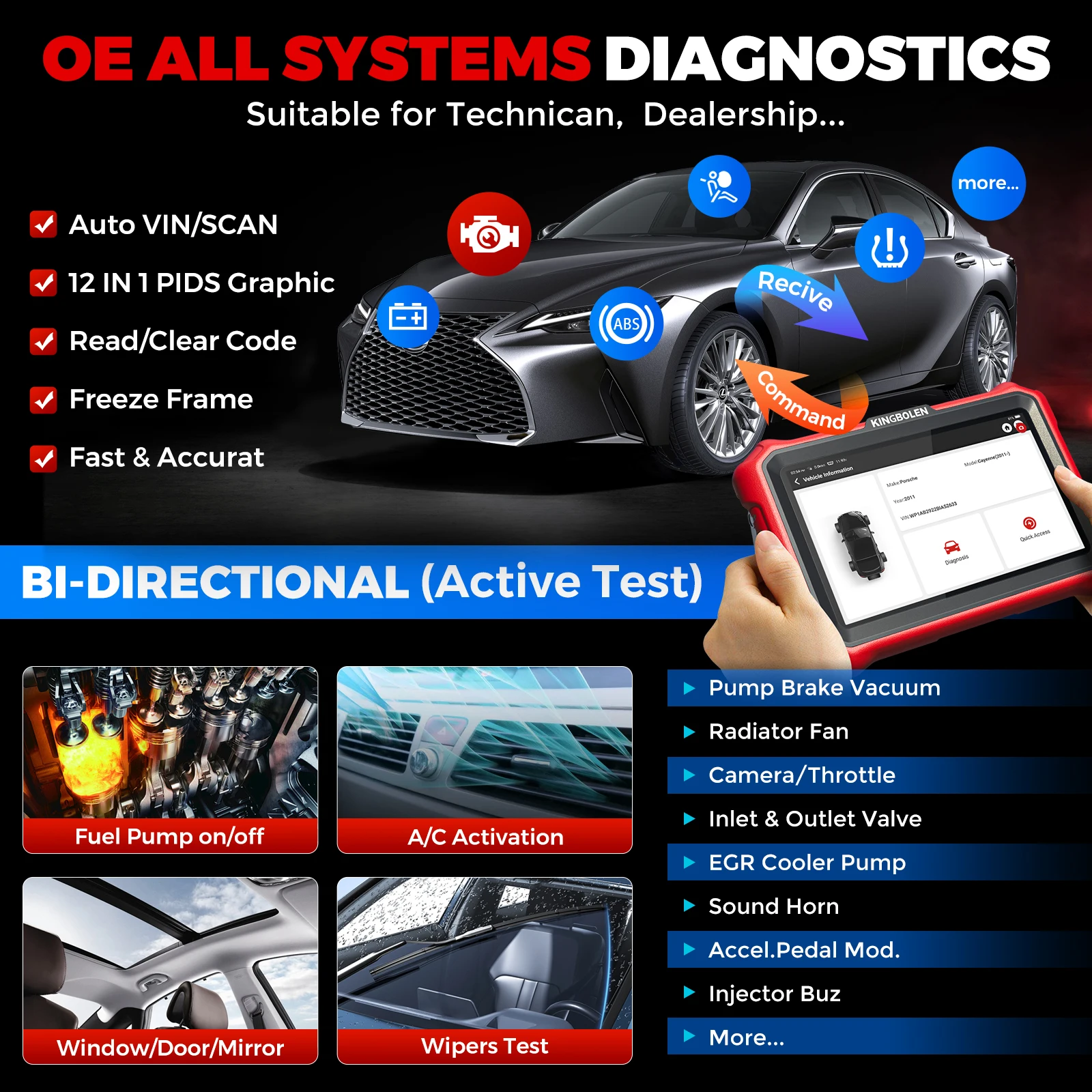 [Lifetime Free Update] KINGBOLEN K8 PRO Car Scanner Scan OBD2 Automotive Diagnostic Tool ECU Coding with CAN FD Doip for FCA SGW