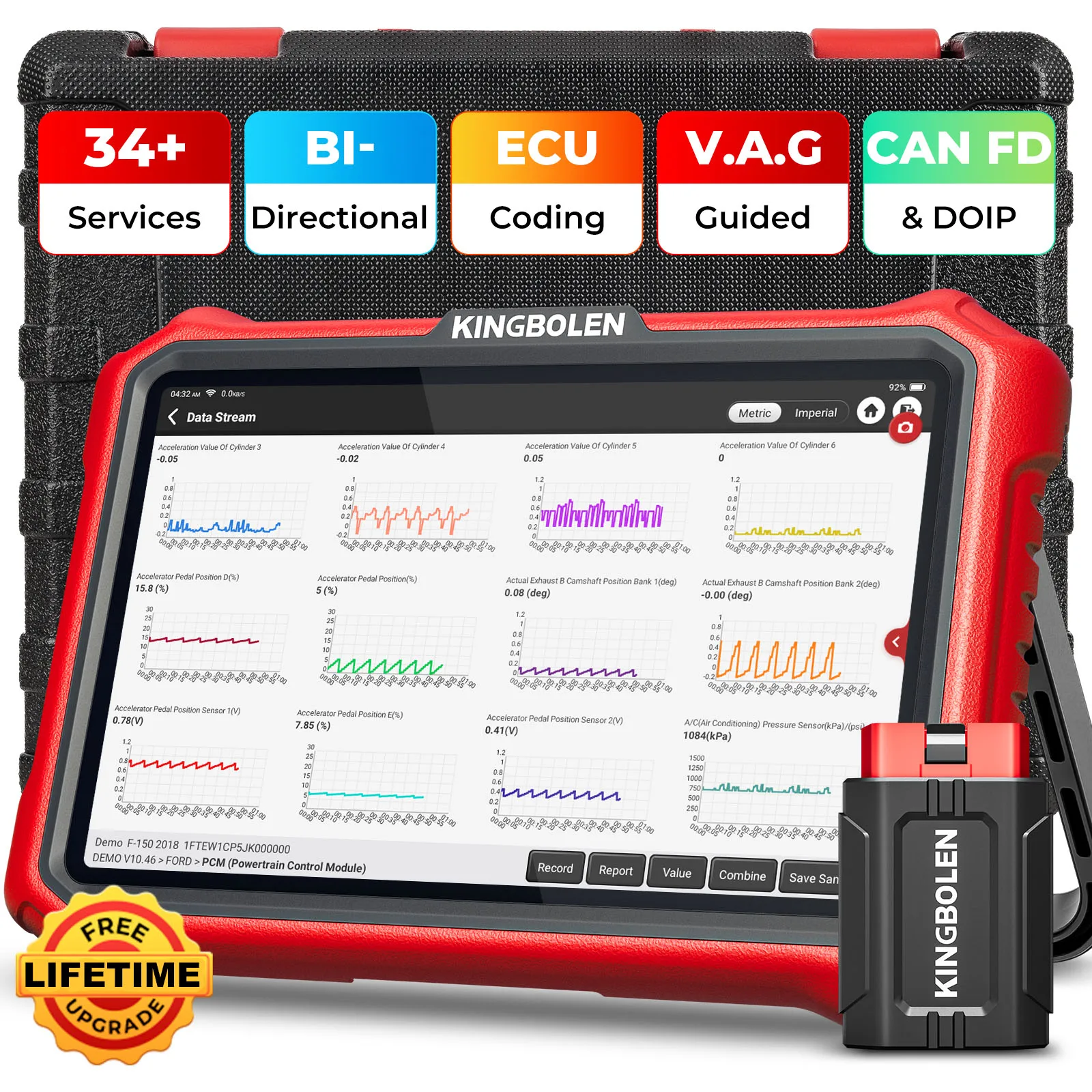 [Lifetime Free Update] KINGBOLEN K8 PRO Car Scanner Scan OBD2 Automotive Diagnostic Tool ECU Coding with CAN FD Doip for FCA SGW