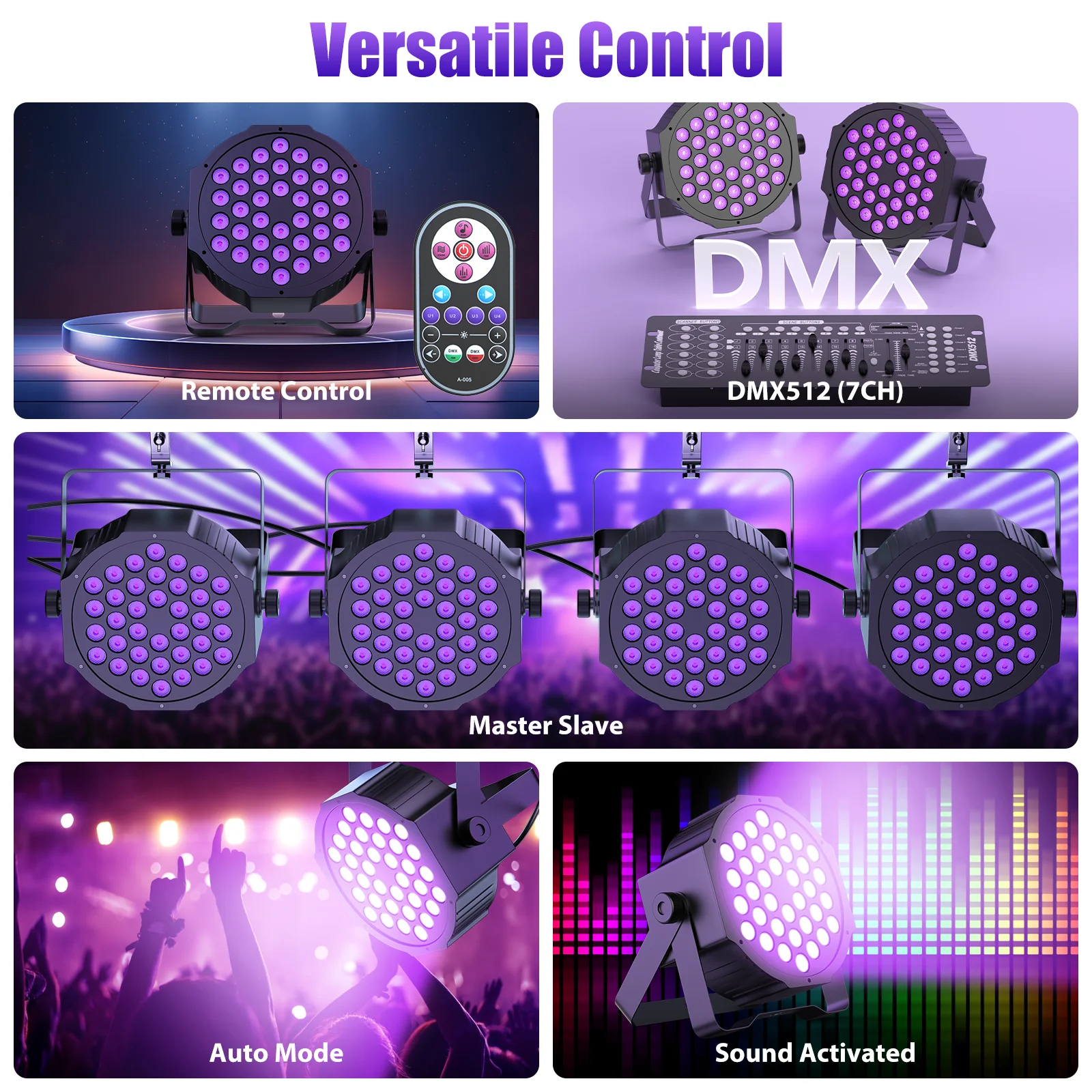 LeLeght 108W Par Spotlight 36 LED Light RGB DMX512 With Remote Control For Disco Stage DJ Party Show Bar Halloween Christma