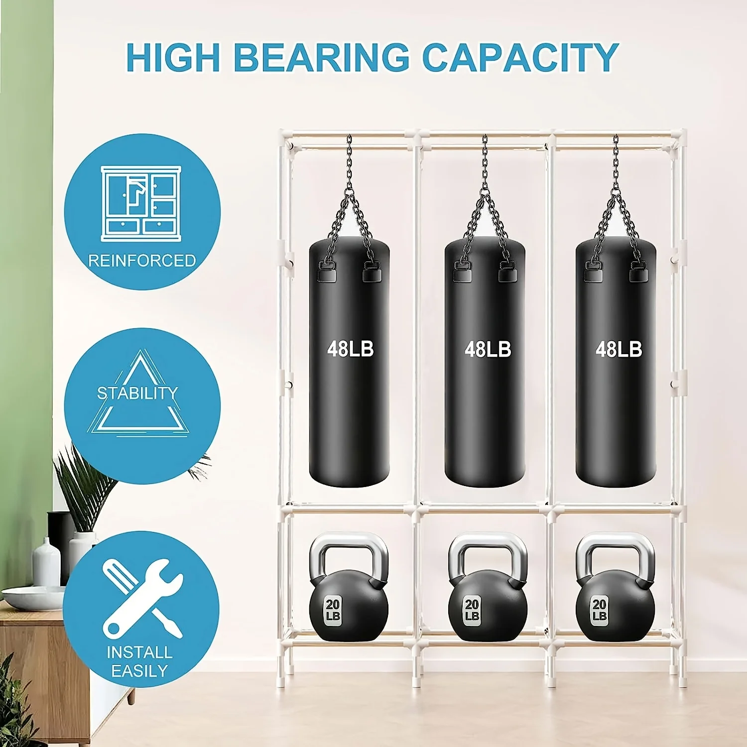 Portable Canvas Clothes Organiser Large Capacity Cloth Wardrobe Closet Organiser Hanging and Storage GridRoom Bedroom Organize