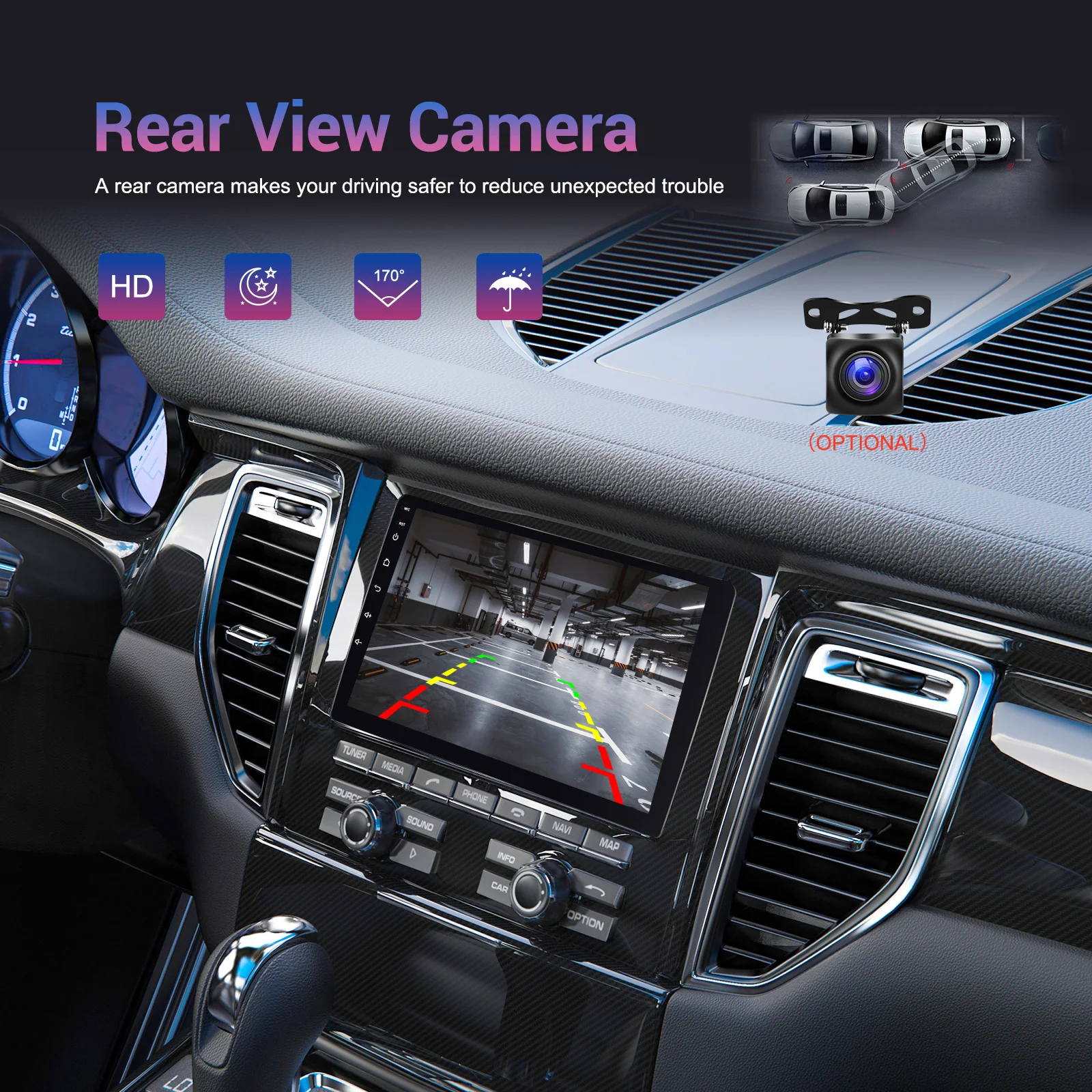 Podofo 9Inch 2 DIN Car Stereo Radio Wirless Carplay Android Auto Car Stereo Bluetooth 64G GPS Navigation RDS WiFi USB FM DAB