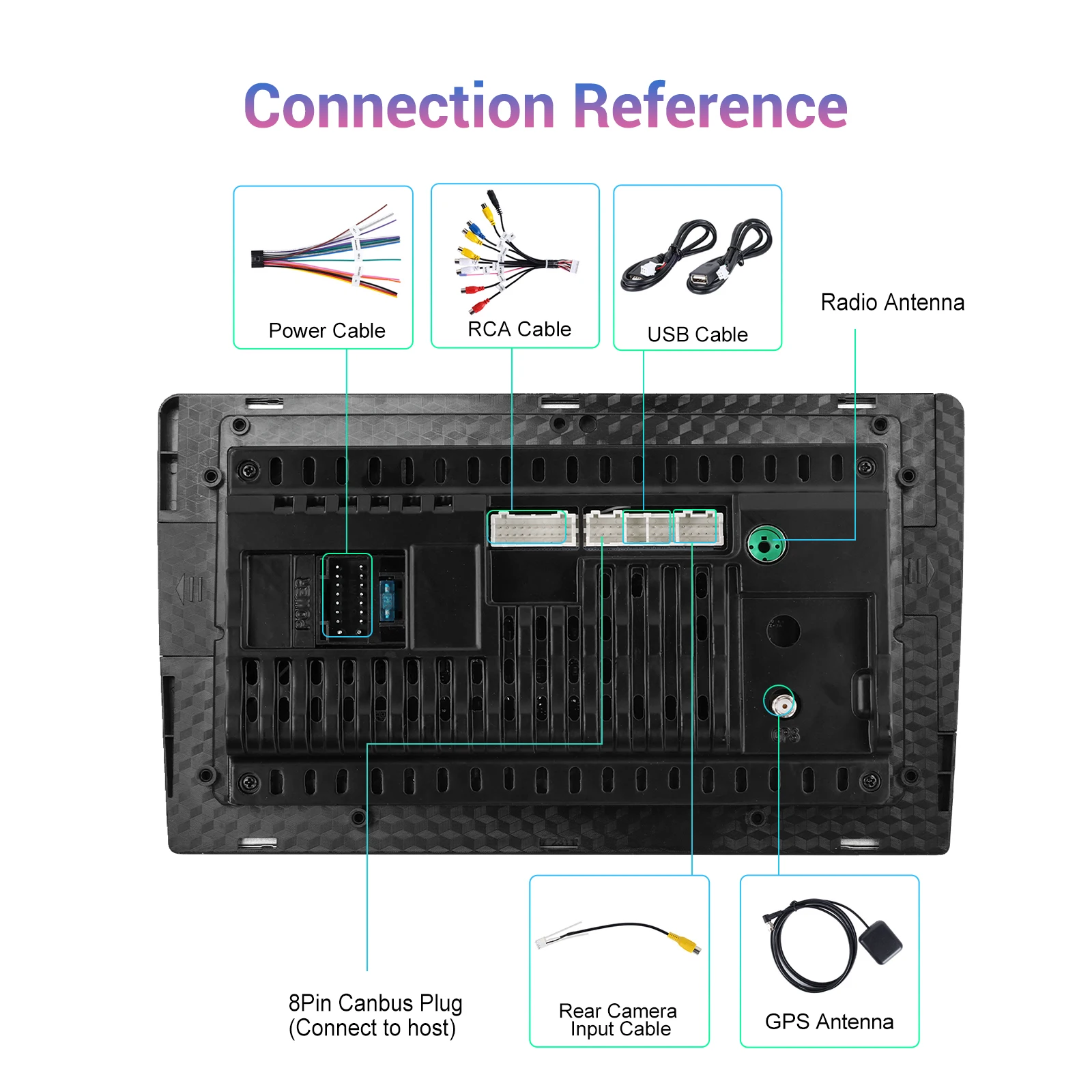 Podofo 9Inch 2 DIN Car Stereo Radio Wirless Carplay Android Auto Car Stereo Bluetooth 64G GPS Navigation RDS WiFi USB FM DAB