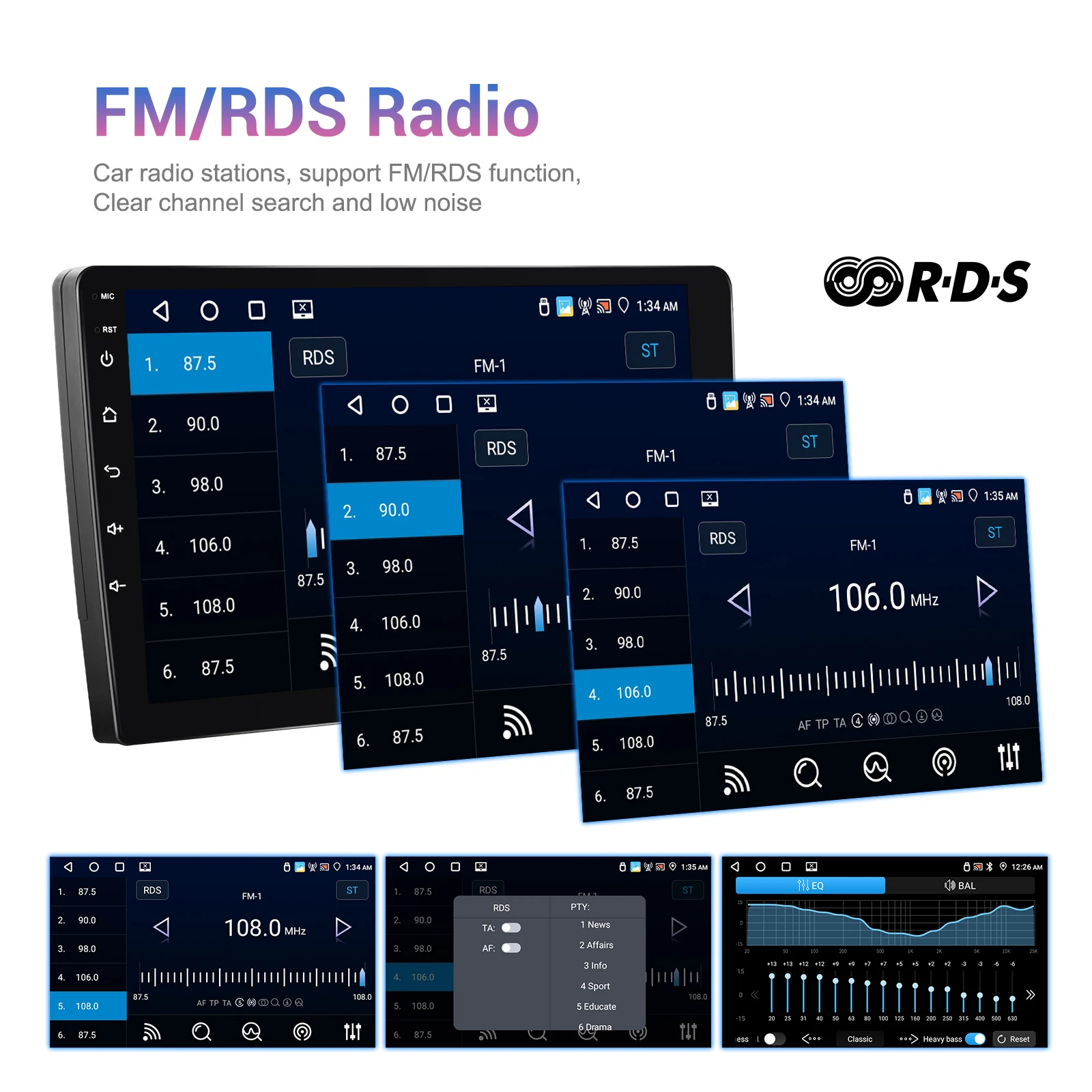 Podofo 9Inch 2 DIN Car Stereo Radio Wirless Carplay Android Auto Car Stereo Bluetooth 64G GPS Navigation RDS WiFi USB FM DAB