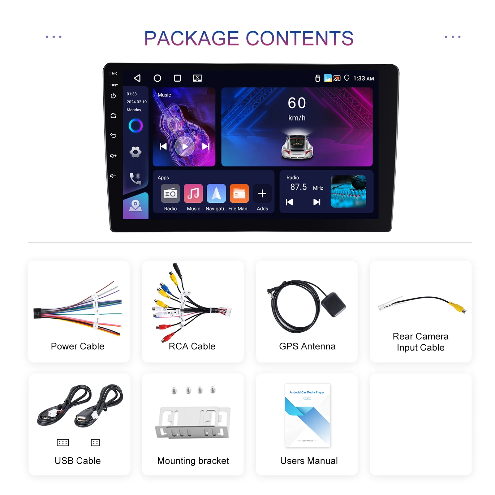 Podofo 9Inch 2 DIN Car Stereo Radio Wirless Carplay Android Auto Car Stereo Bluetooth 64G GPS Navigation RDS WiFi USB FM DAB