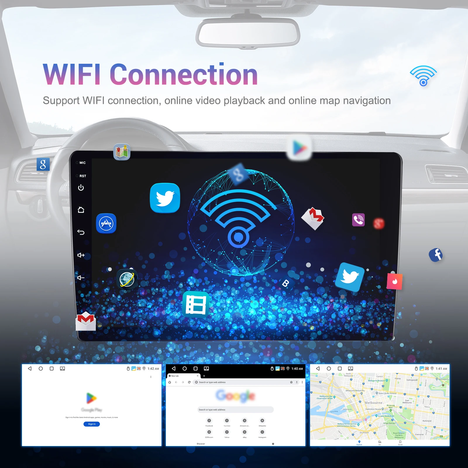 Podofo 9Inch 2 DIN Car Stereo Radio Wirless Carplay Android Auto Car Stereo Bluetooth 64G GPS Navigation RDS WiFi USB FM DAB