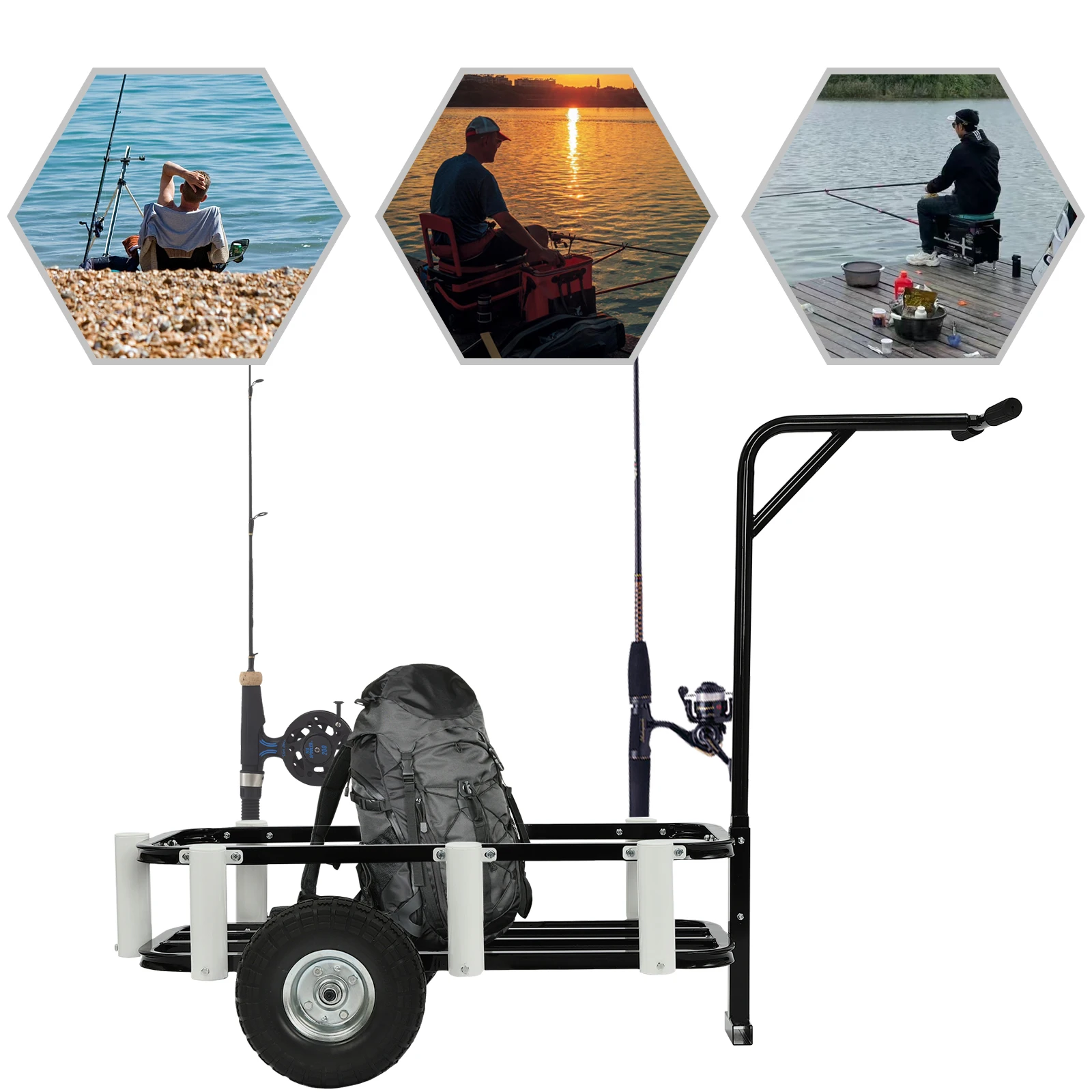 Outdoor Heavy Duty Fishing/Beach Cart Trolley Portable Garden Camping Cart for Fishing Load 198Lbs