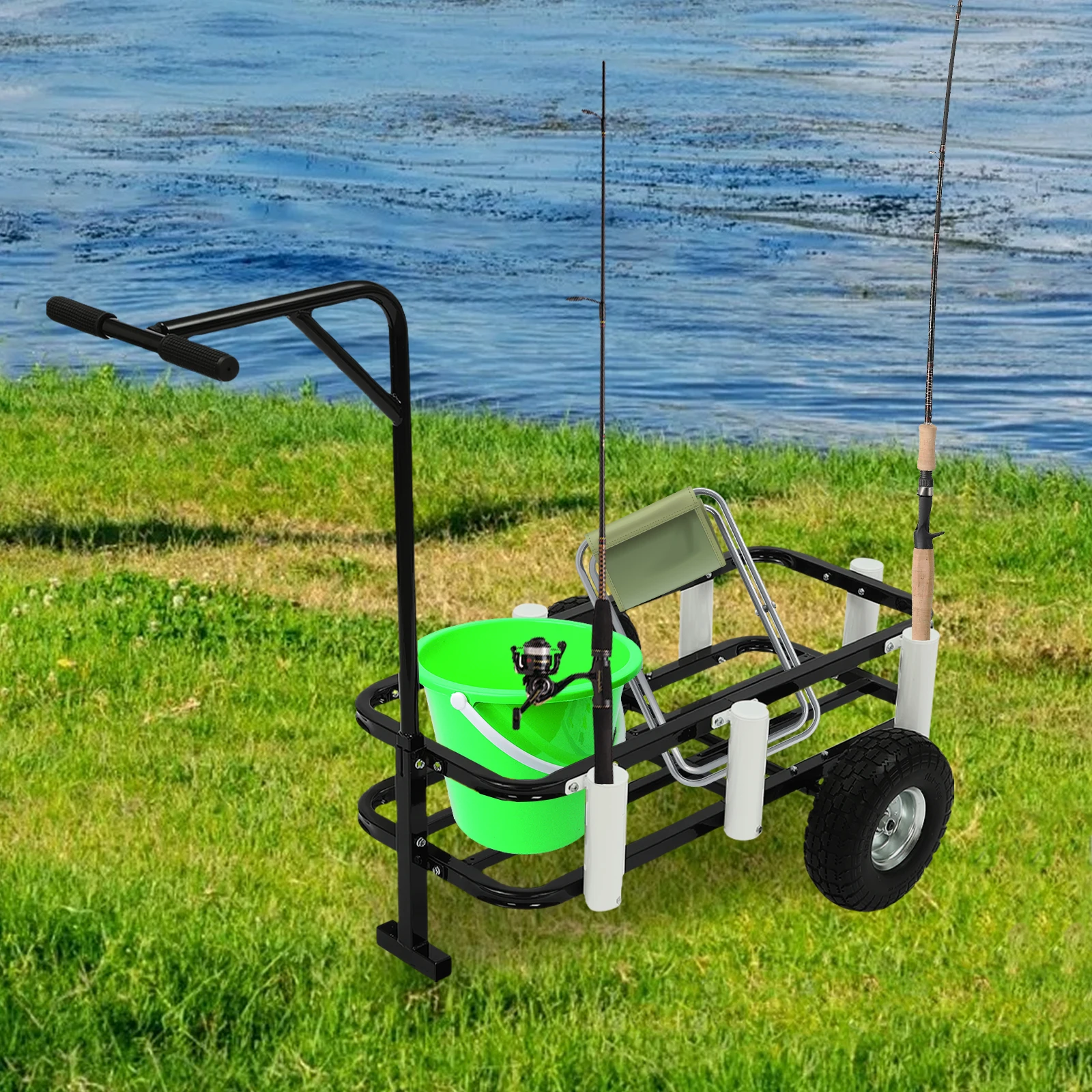 Outdoor Heavy Duty Fishing/Beach Cart Trolley Portable Garden Camping Cart for Fishing Load 198Lbs