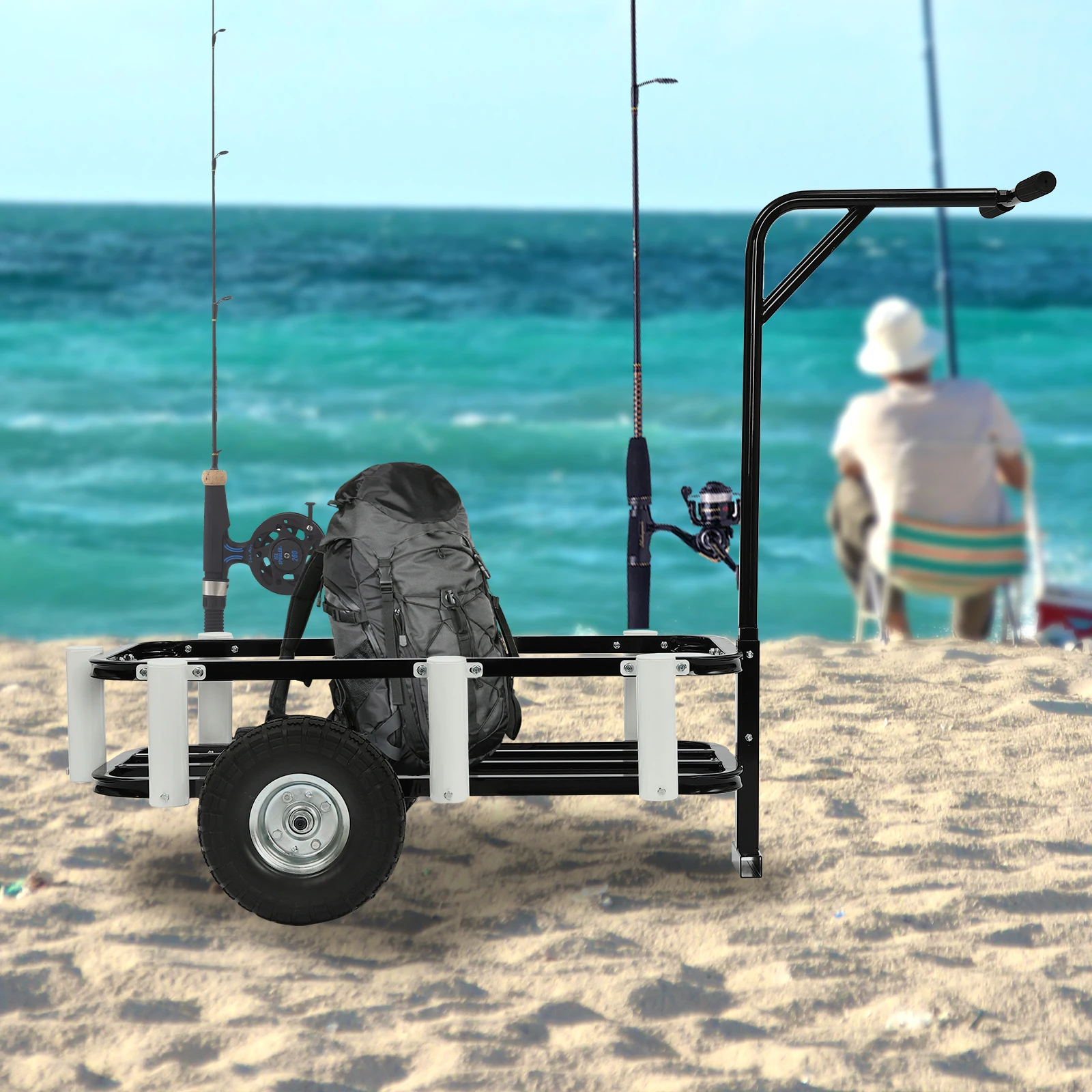 Outdoor Heavy Duty Fishing/Beach Cart Trolley Portable Garden Camping Cart for Fishing Load 198Lbs