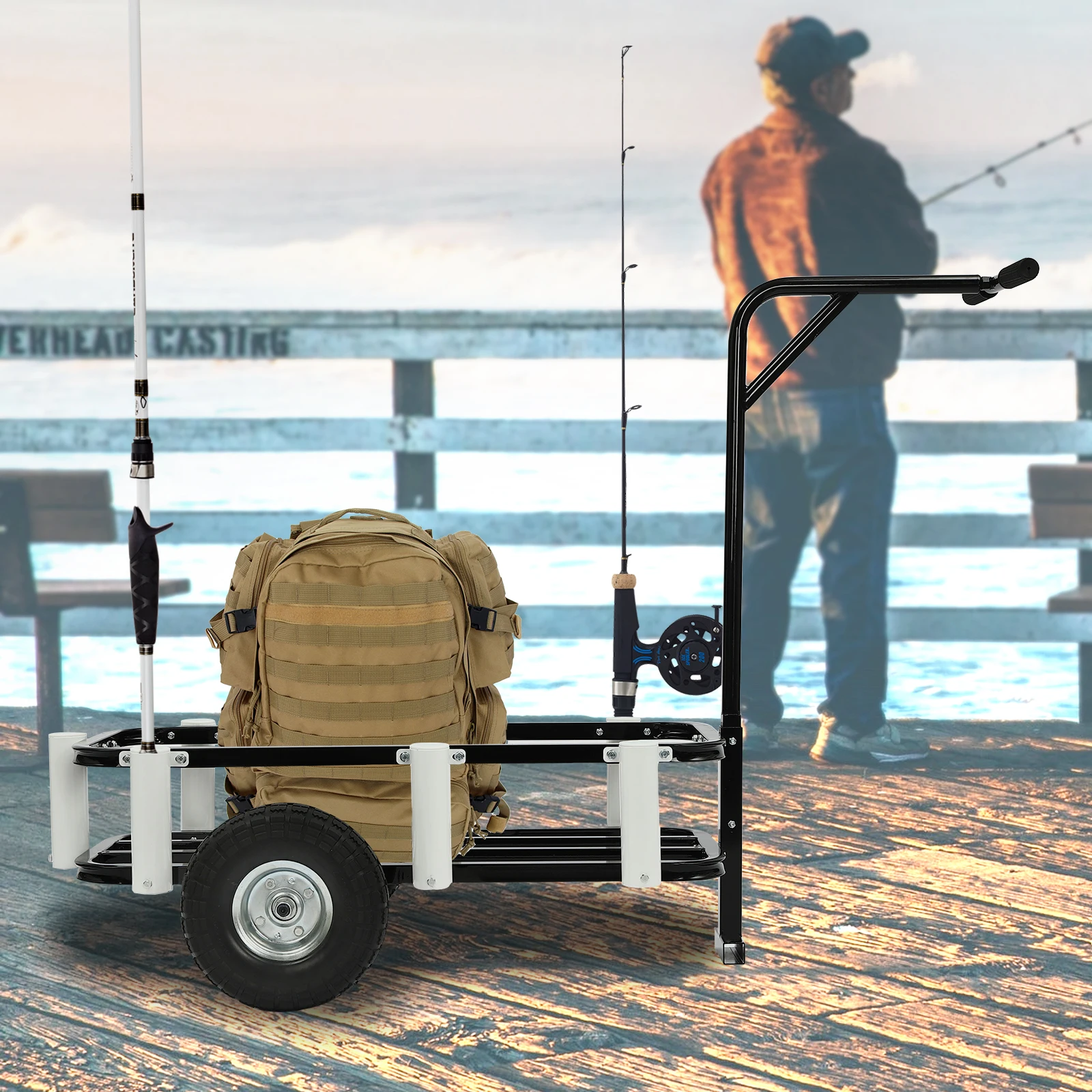 Outdoor Heavy Duty Fishing/Beach Cart Trolley Portable Garden Camping Cart for Fishing Load 198Lbs