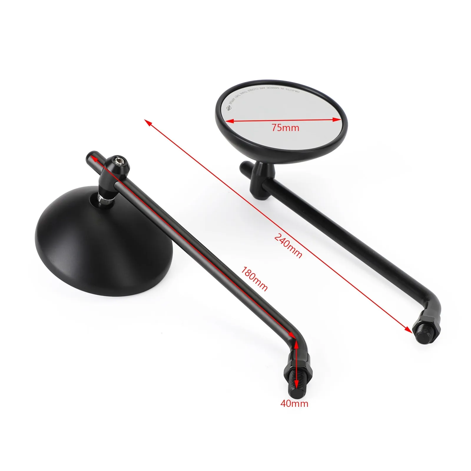 Artudatech Mirror 3" Round Universal Black For Cafe Classic Bobber Chopper Custom Tracker