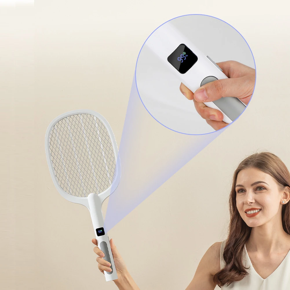 Electric Fly Swatter Rechargeable Mosquito Killer Lamp Bug Zapper Racket Anti Mosquito Swatter Fly Trap Lamp for Indoor Outdoor