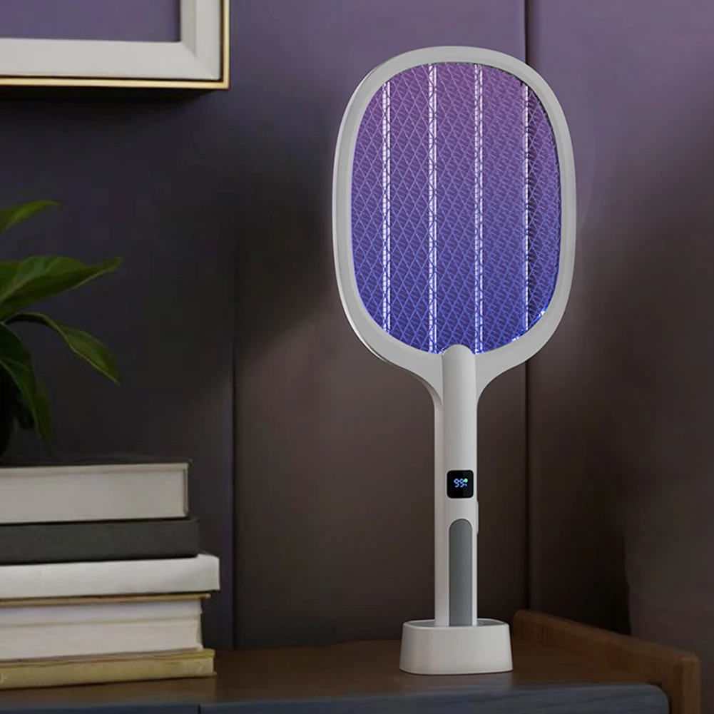 Electric Fly Swatter Rechargeable Mosquito Killer Lamp Bug Zapper Racket Anti Mosquito Swatter Fly Trap Lamp for Indoor Outdoor
