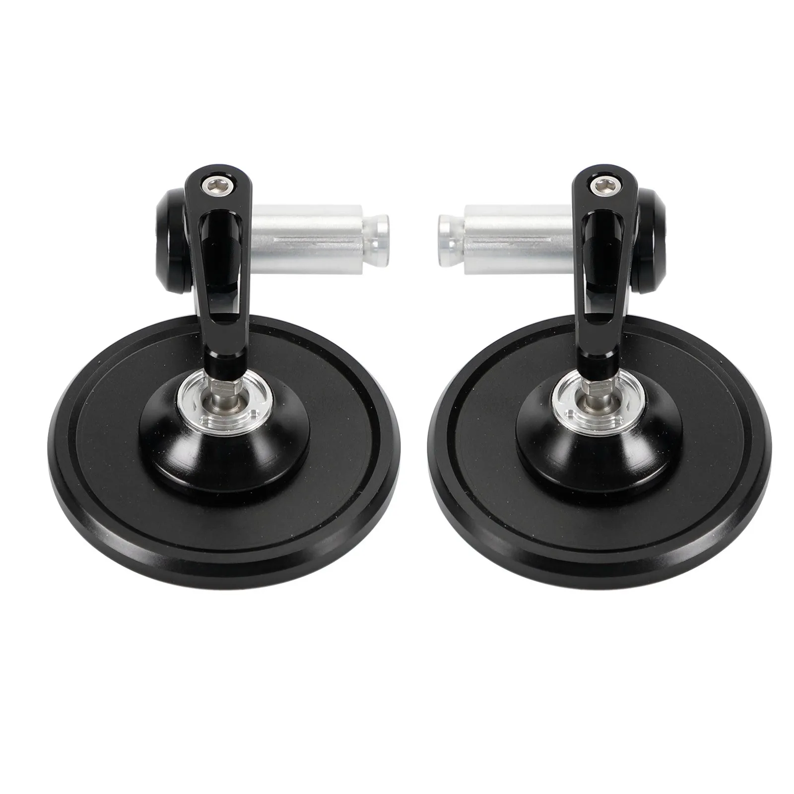 Artudatech Aluminum Handlebar End Mirror 7/8"-1" Black Short Arm BAR End 3" Round Mirrors