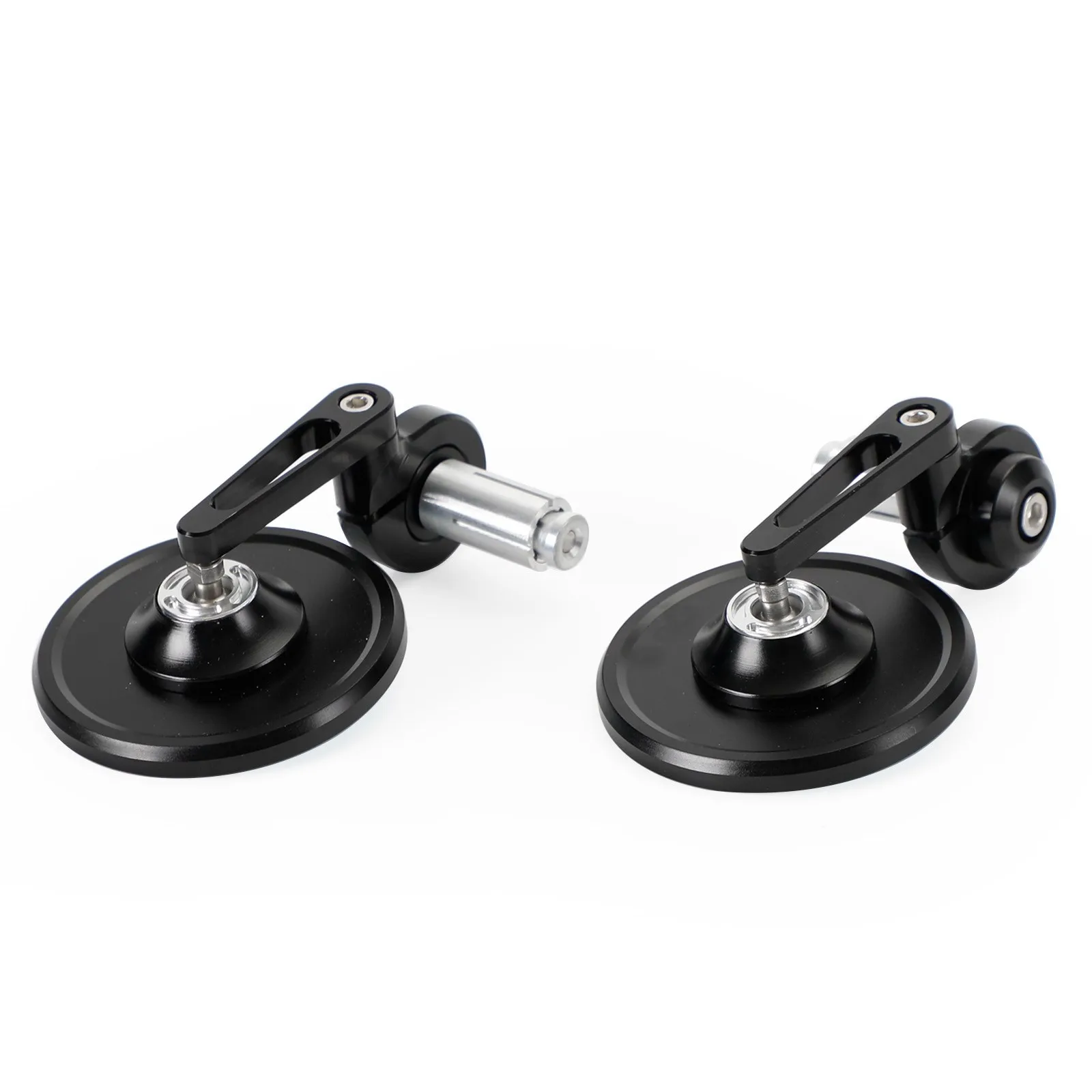 Artudatech Aluminum Handlebar End Mirror 7/8"-1" Black Short Arm BAR End 3" Round Mirrors
