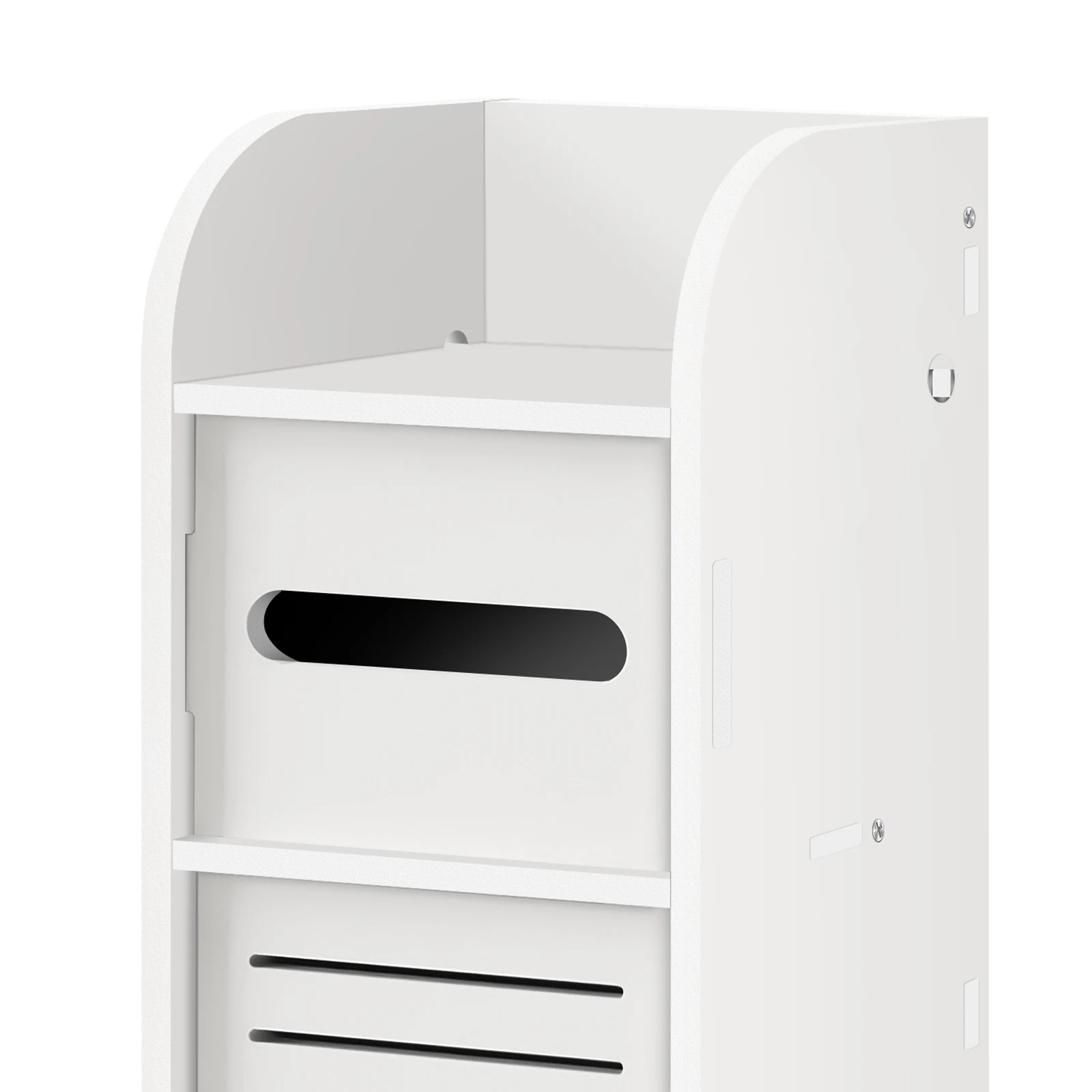 Bathroom Cabinet Unit with Door and Toilet Paper Holder, PVC Material, Slim, Floor Standing, Easy to Assemble, 80x15x17cm