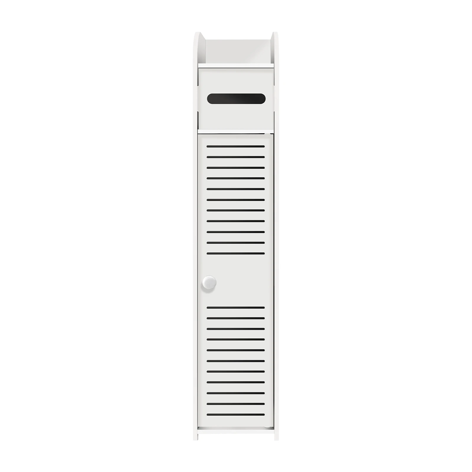 Bathroom Cabinet Unit with Door and Toilet Paper Holder, PVC Material, Slim, Floor Standing, Easy to Assemble, 80x15x17cm