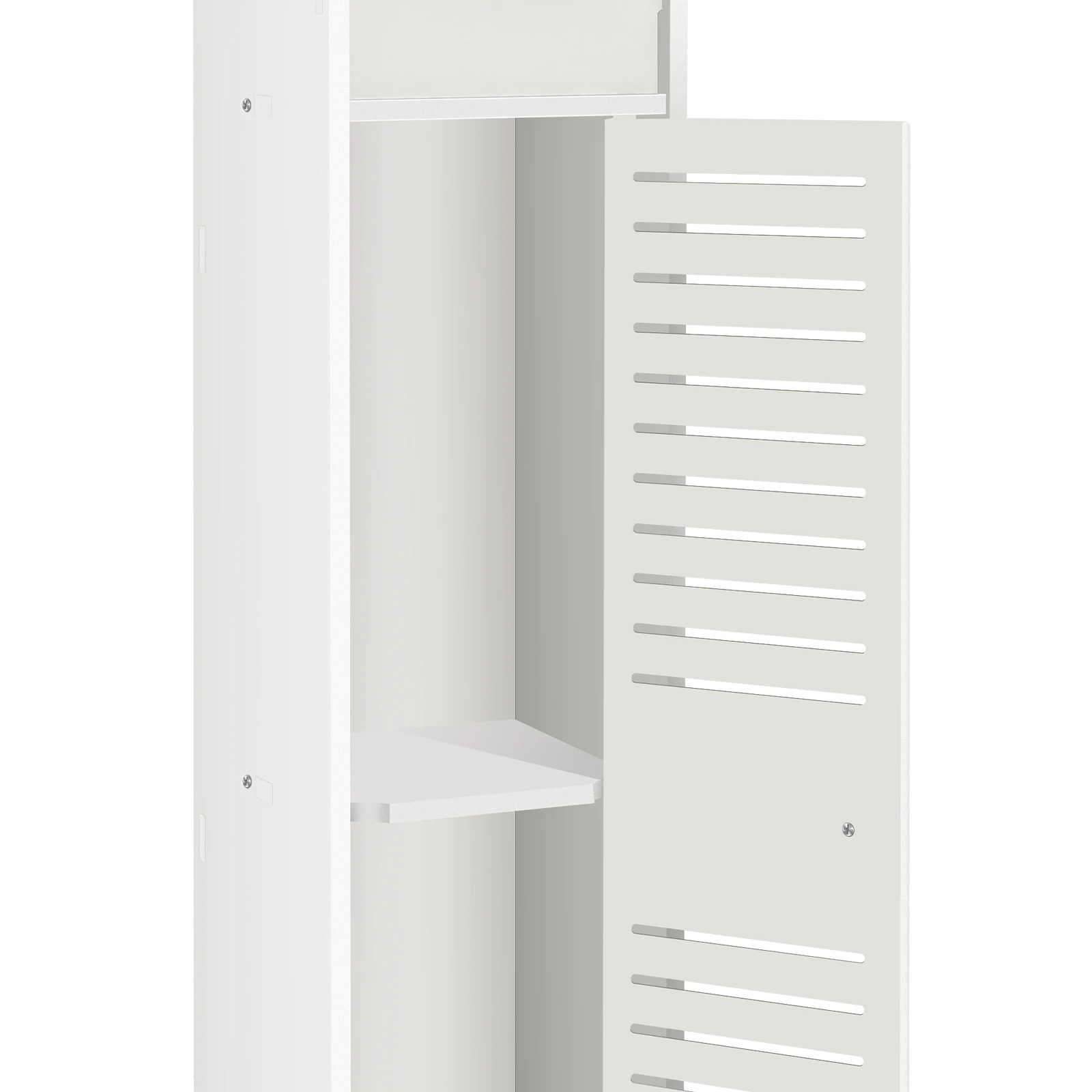 Bathroom Cabinet Unit with Door and Toilet Paper Holder, PVC Material, Slim, Floor Standing, Easy to Assemble, 80x15x17cm