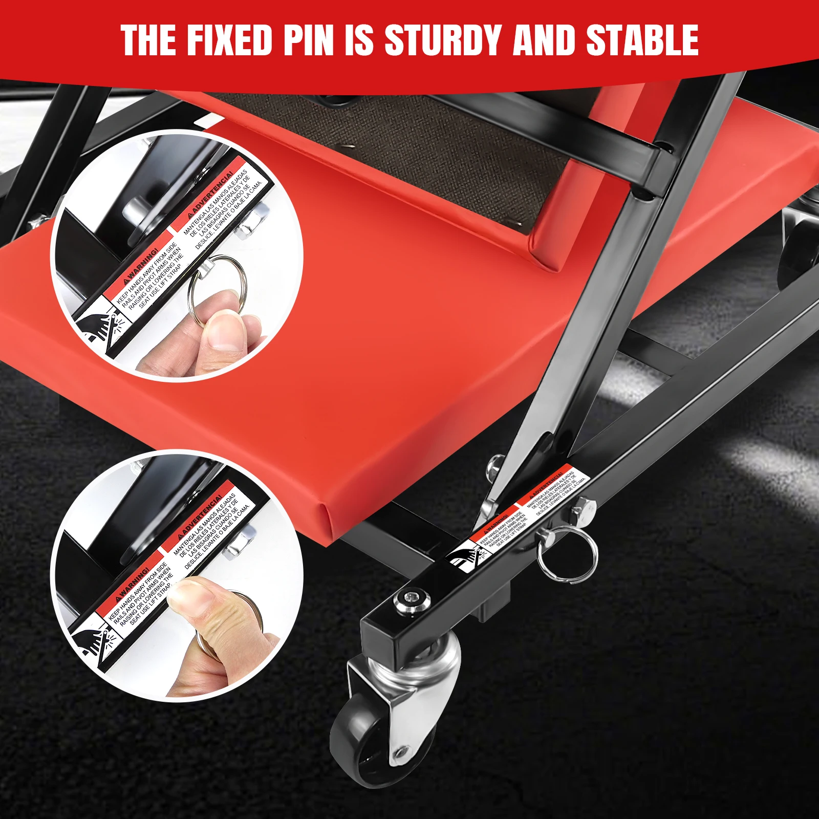 2 in 1 Creeper Seat,Lay Down or Sit Stable,Folding Mechanics Car Creeper with 6 Rotatable Rolling Wheels for Under Car Repair