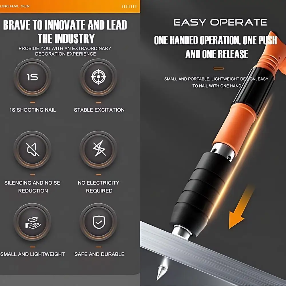 Mini Nailer Tool Set 4 Gears Power Gun Woodworking Integrated Air Nailer Manual Steel Nail Nailer