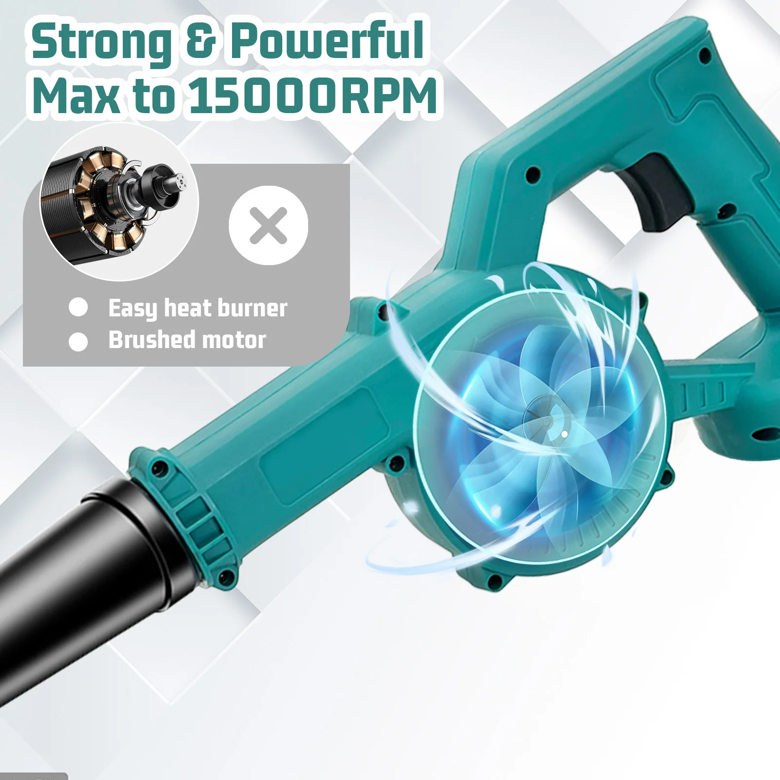 2 Batteries Reaplace For Makita 18V Cordless Air Leaf Blower Electric Garden Snow Dust Corner Cleaner 2 in 1 Electric &Vacuum