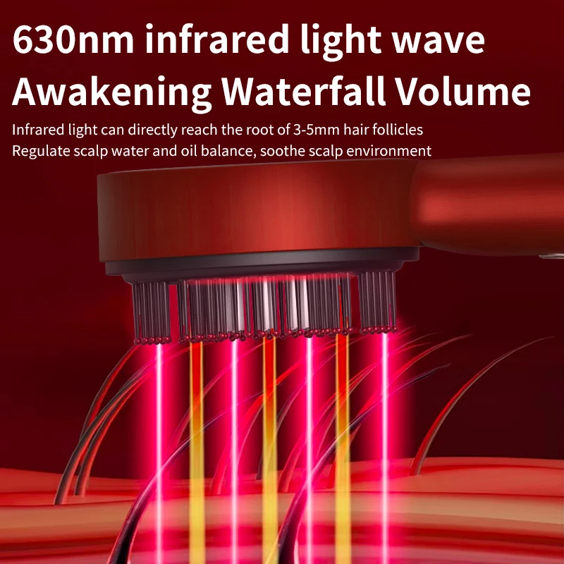 Electric Vibration Massage Comb Red Light Hair Growth Massage Scalp Brush Anti Hair Loss Liquid Oil Applicator Hair Care