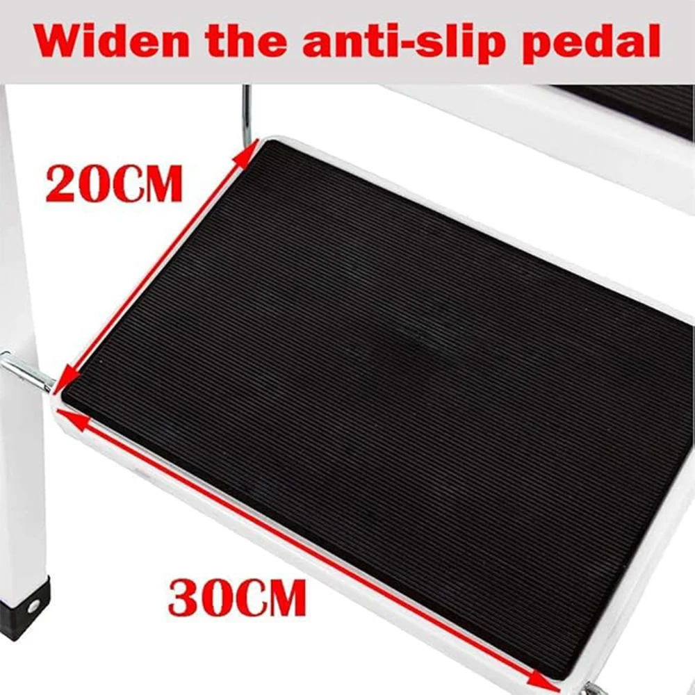 2 Step Ladder Folding Step Stool for Kitchen Caravan Home and Office,Compact Portable Steel Stepladder,Anti-Slip Feet,Multi-Use