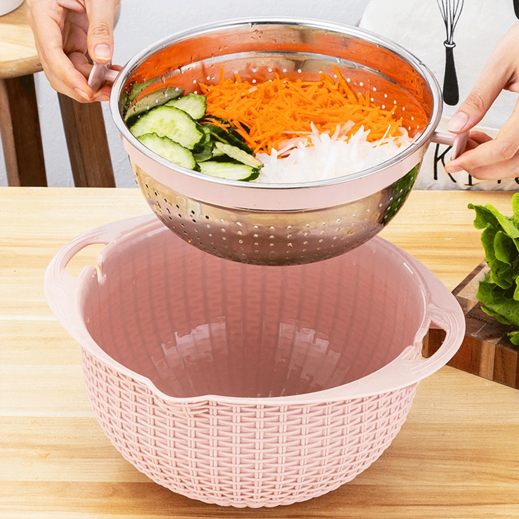 Easy To Wash And Detachable Conveniently Designed Stainless Steel Colander Non-toxic Basket Colander pink