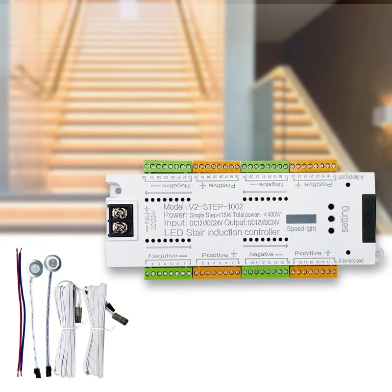 32 Channels Motion Sensor LED Stair Light Controller Kit DC 12V 24V Step PIR Automatic Controler for Stairway Staircase Lighting
