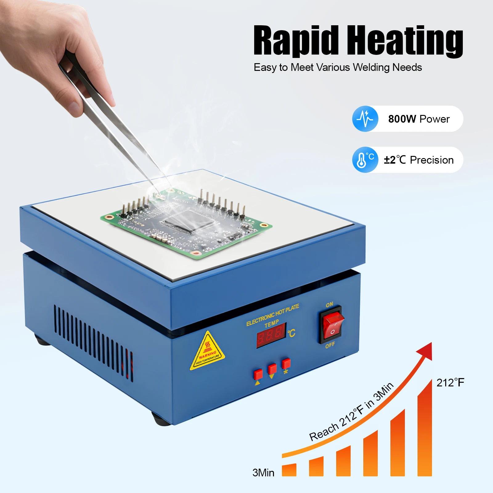 800W Electronic Soldering Hot Plate Preheat Soldering Station Welder Hot Plate LCD Display 20x20cm