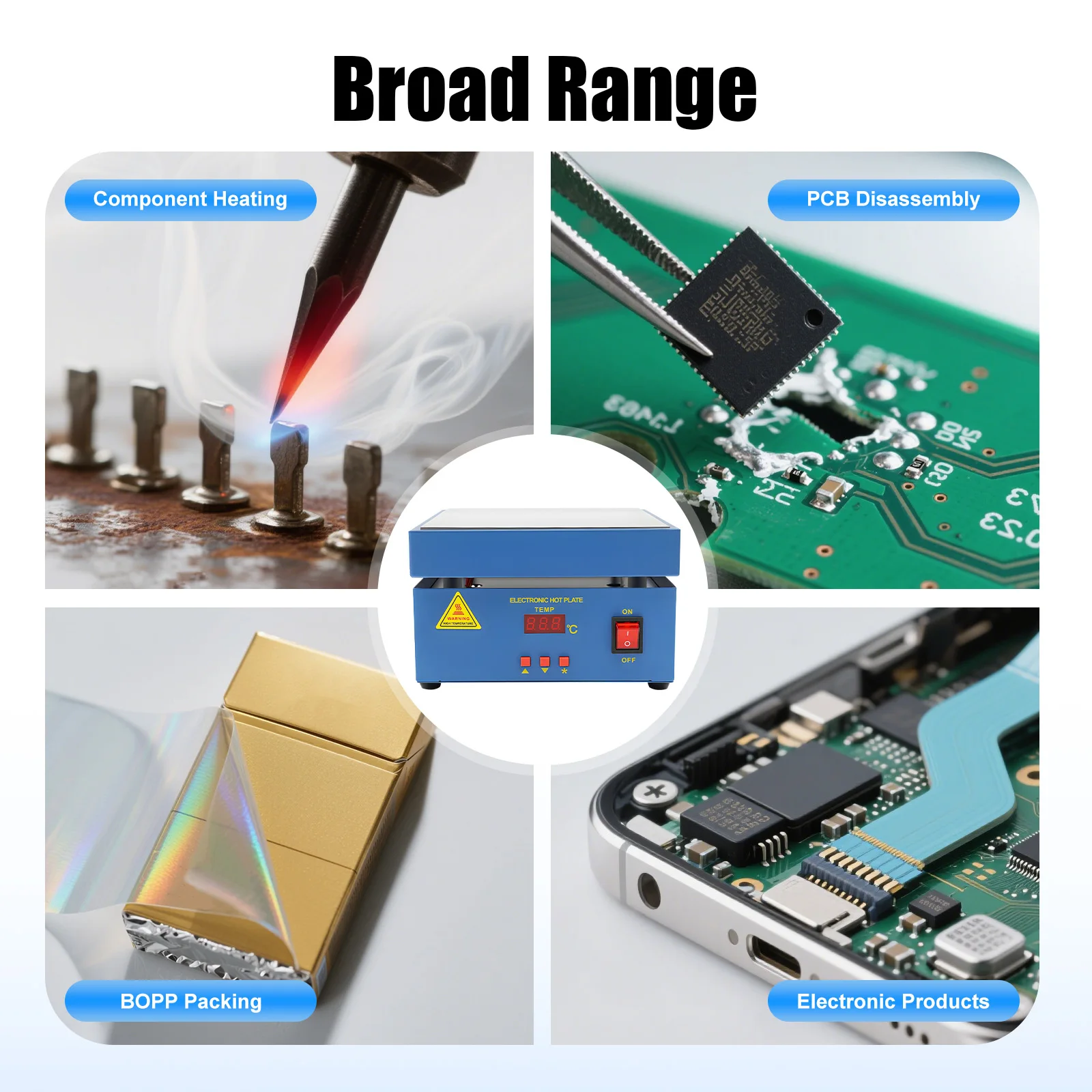 800W Electronic Soldering Hot Plate Preheat Soldering Station Welder Hot Plate LCD Display 20x20cm