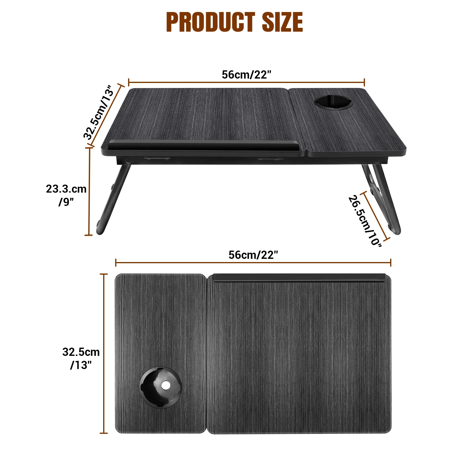 Laptop Desk, Laptop Bed Table with Foldable Legs & Cup Slot,Reading Holder Notebook Stand Breakfast Bed Tray Book Holder for Bed