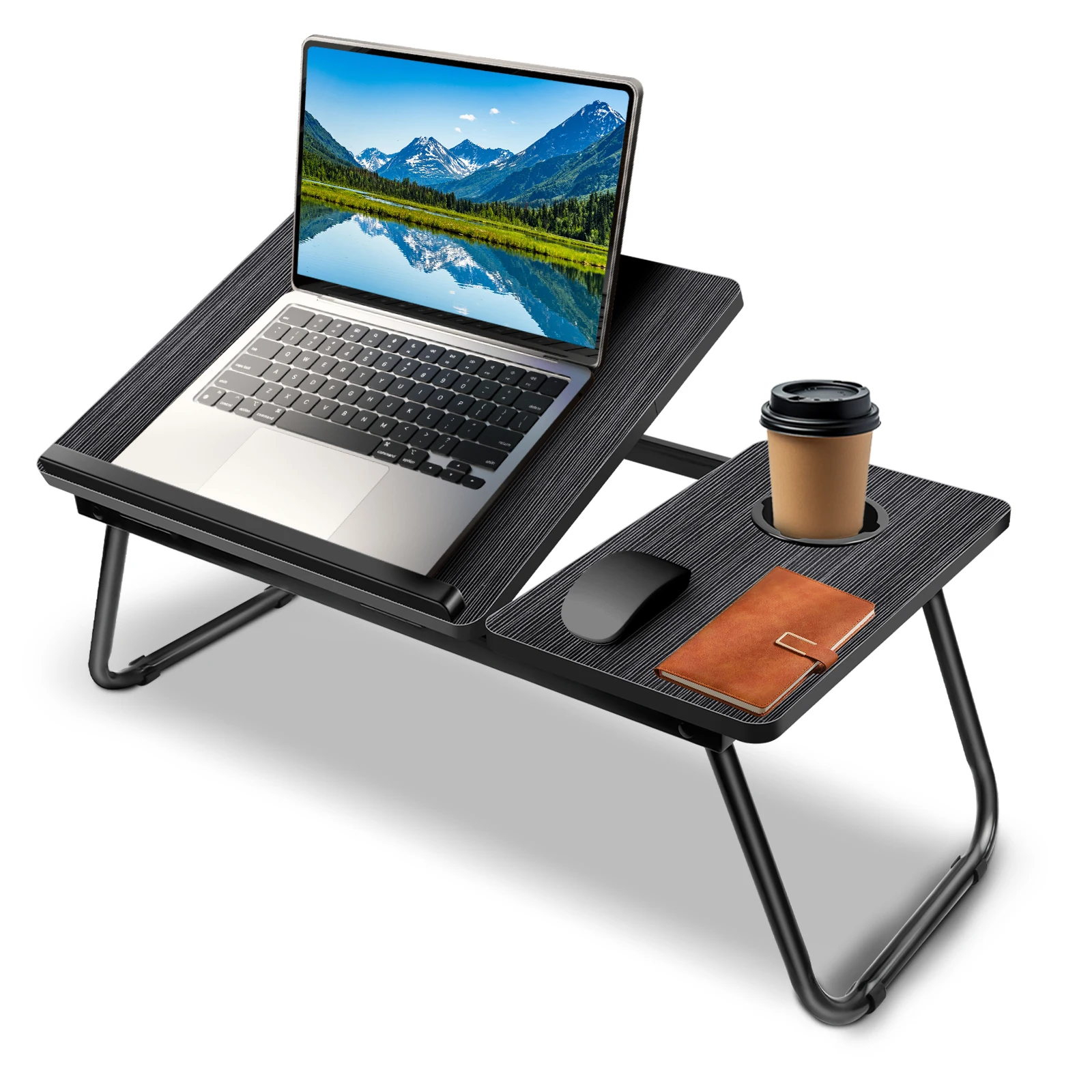Laptop Desk, Laptop Bed Table with Foldable Legs & Cup Slot,Reading Holder Notebook Stand Breakfast Bed Tray Book Holder for Bed