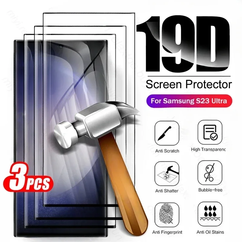 3PCS Full Cover Tempered Glass For Samsung Galaxy S25 S23 S24 S22 S21 Ultra Protective Glass For Samsung S10 S24 FE Note 20 10 9